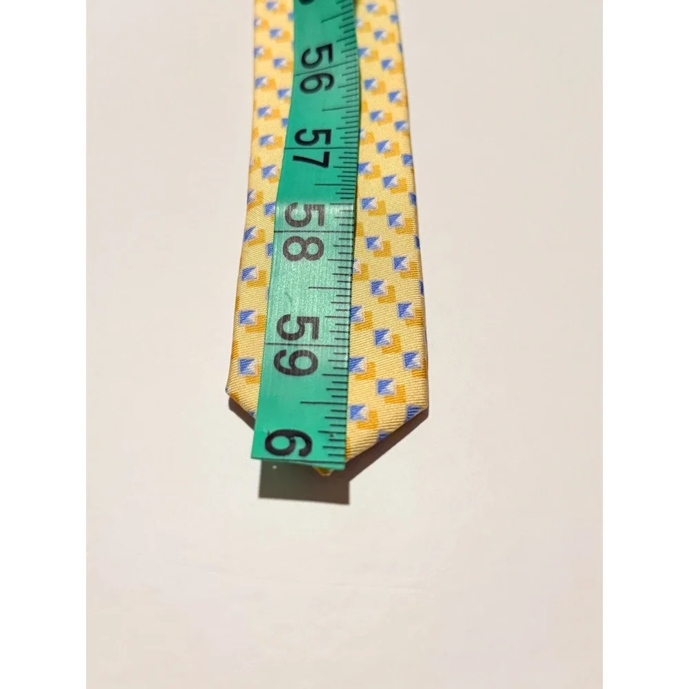 Michael Kors Silk Tie Sz OS‎ Yellow Blue Geometric Diamond Pattern Professional